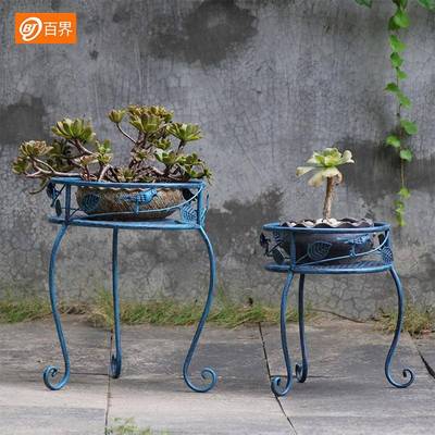 铁架艺花子复古盆做旧落地式阳台庭院室外bj202210内户花盆架多肉