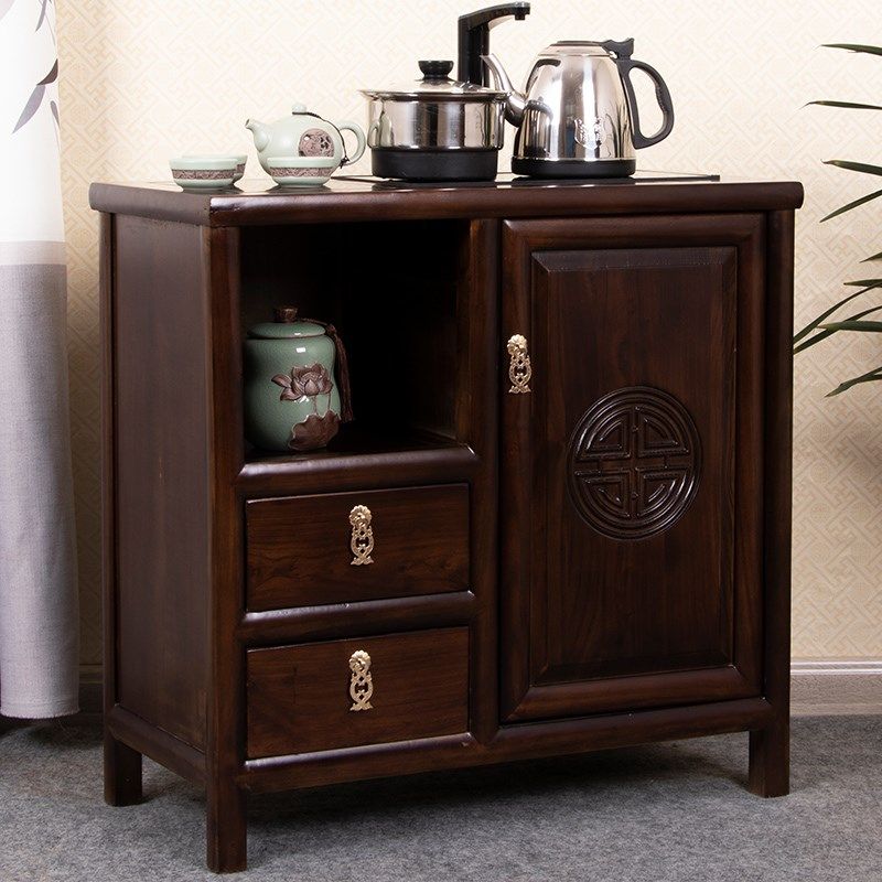 茶水柜实木家用小茶柜客厅烧水柜中式餐边柜水桶柜办公室茶台边柜
