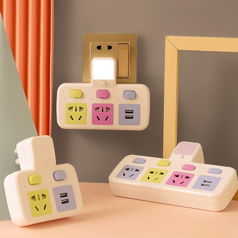 家用插座转换器多功能usb一转多面板多孔排插不带线无线插板插头