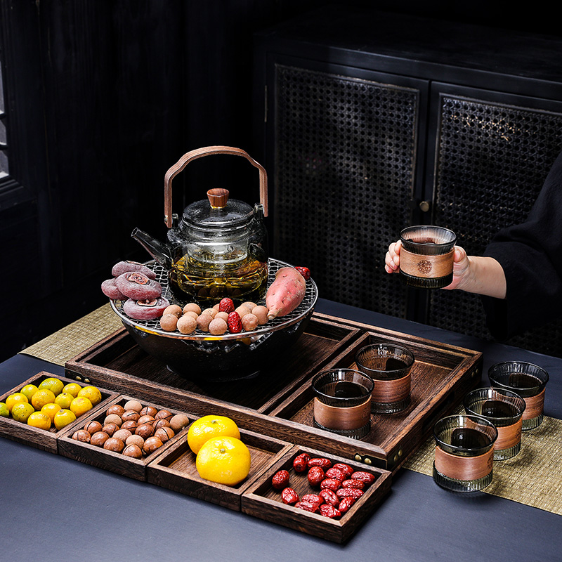 新款围炉煮茶器具全套家用电陶炉泡花茶茶具室内玻璃煮茶壶煮茶器