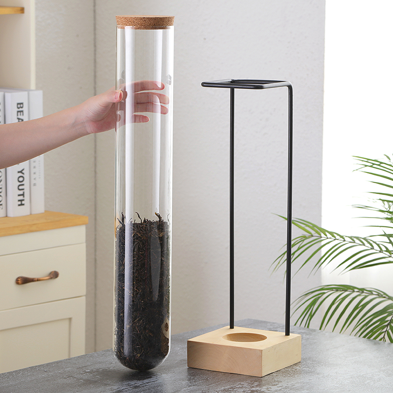 喜茶皇茶玻璃试管茶叶玻璃罐玻璃展示架奶茶店摆设茶叶玻璃密封罐