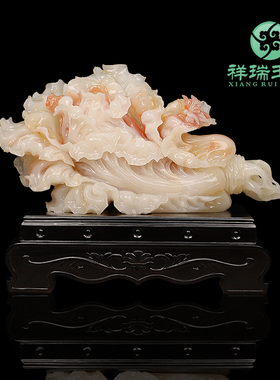 天然玉石白菜摆件客厅酒柜装饰品办公室招财摆设店铺开业商务礼品
