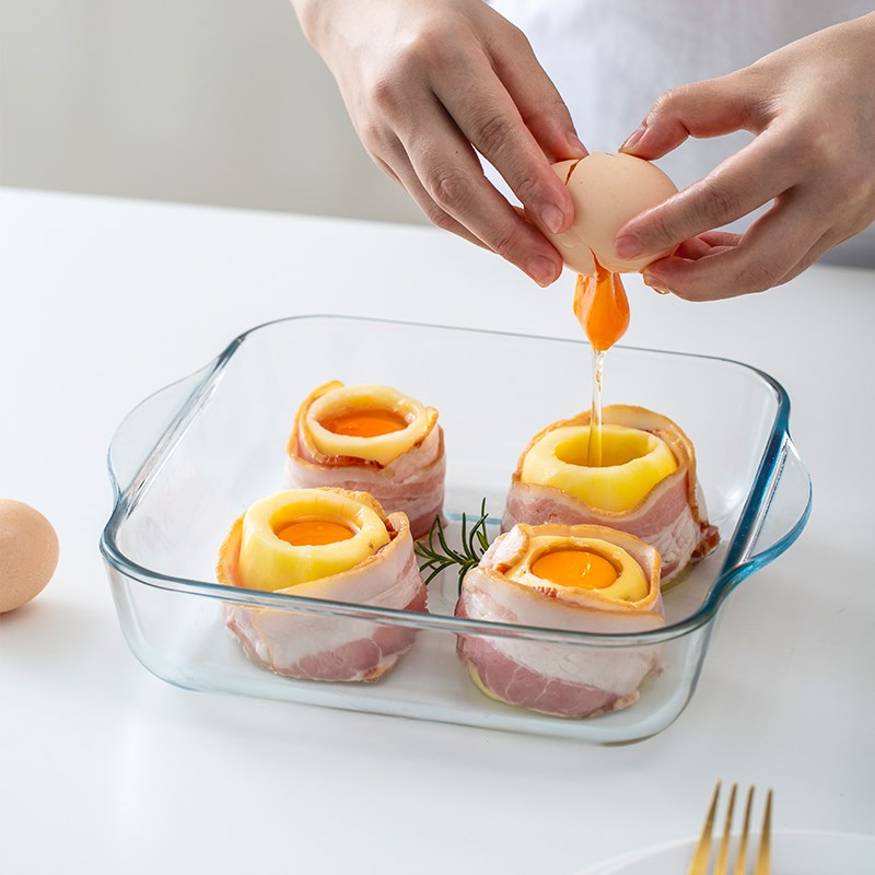 烤盘帕莎帕琦钢化玻璃微波炉烤箱带盖耳烤肉烘焙烤鱼盘