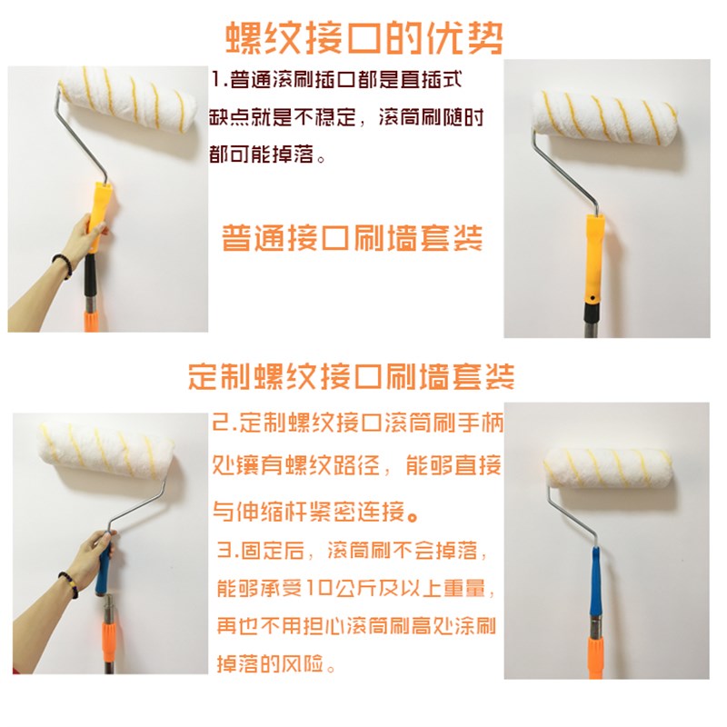 乳胶漆滚筒刷羊毛刷涂料刷墙工具伸缩杆无死角油漆刷子不掉毛