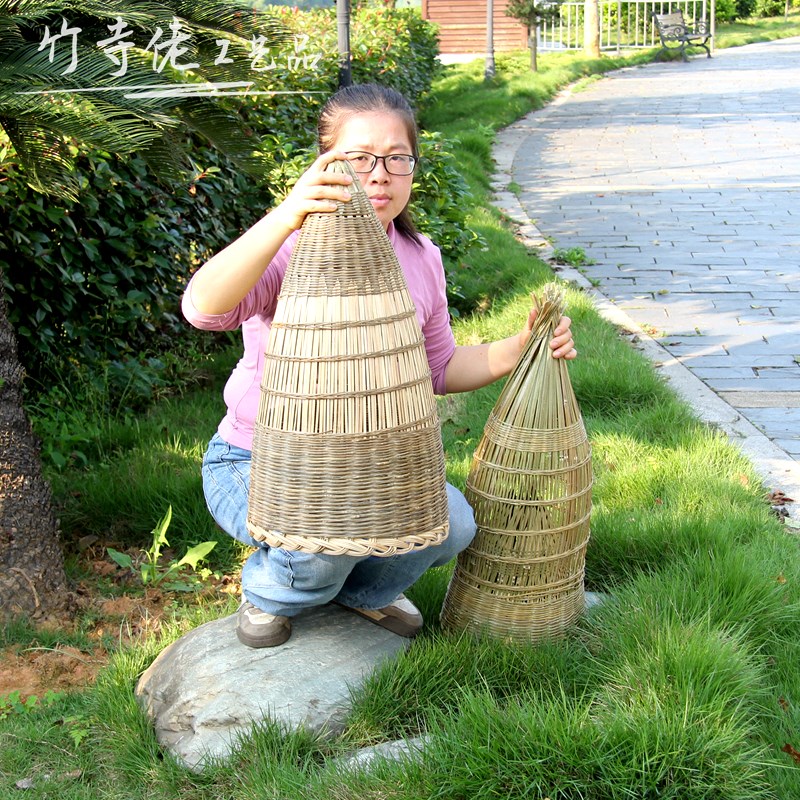 湘西手工编织泥鳅笼精细竹编大鱼笼传统鱼篓渔具民间工艺灯罩装饰