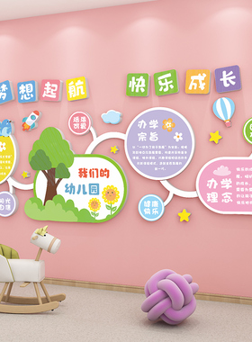 幼儿园办学理念宗旨墙贴画班级教室走廊创意文化背景墙面装饰布置