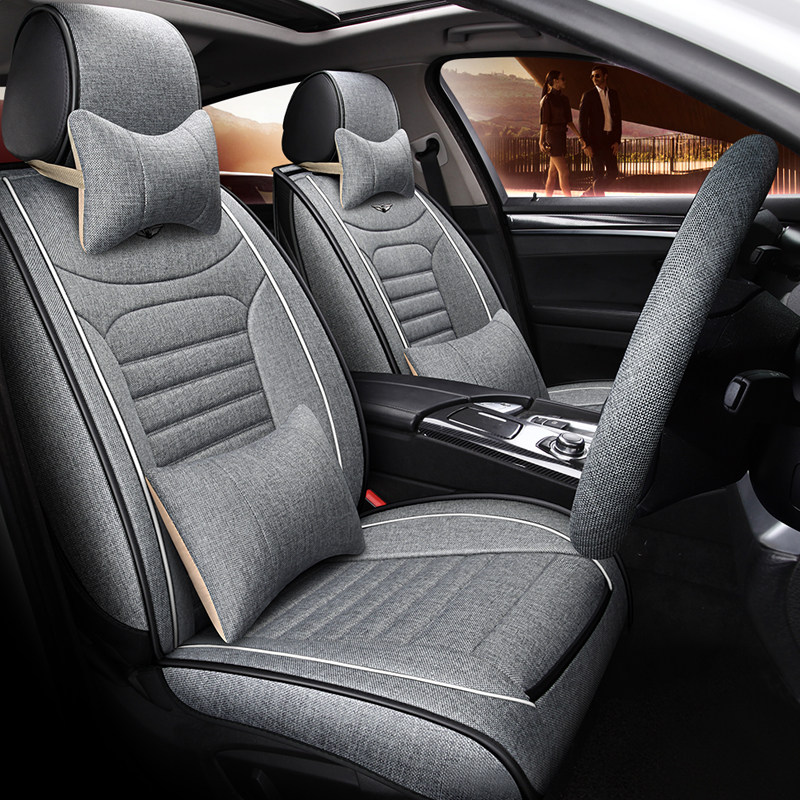 四季通用亚麻汽车座套大众新宝来速腾polo桑塔纳全包围布坐垫夏季