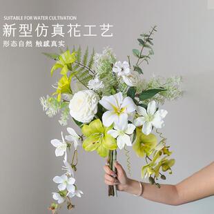 法摆式仿CAF花真花客假花设轻奢高端束厅花艺装饰摆件桌面花瓶插