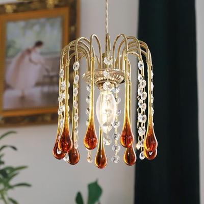 美复古漫温馨式28599水滴玻璃小吊灯飘衣帽间卧浪室床头吊窗灯