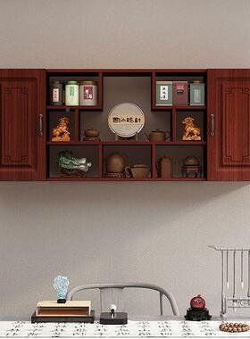 博古架客厅墙上新中式多宝阁壁多架层NEA置物茶挂具摆件带门智高