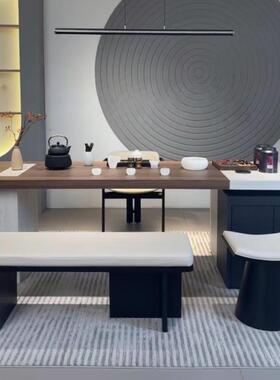 新2中实木茶桌椅合0式25新款组高端黑胡桃木茶空间茶台CVR茶空间