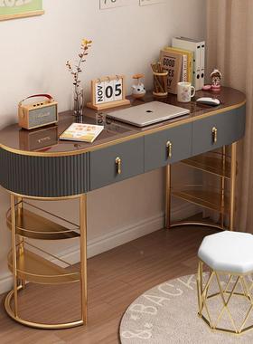 轻奢书脑桌简约NAP现代桌卧室灰色白色笔记本字台写小户型玻璃电