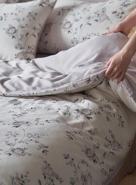 春夏赛尔纤维冰丝印花床上四OJC莱件套高档奢天华丝滑裸睡床单被