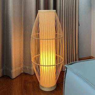 中式竹编落地灯禅意复古手工床头客厅酒店民宿卧室立式竹艺台灯具