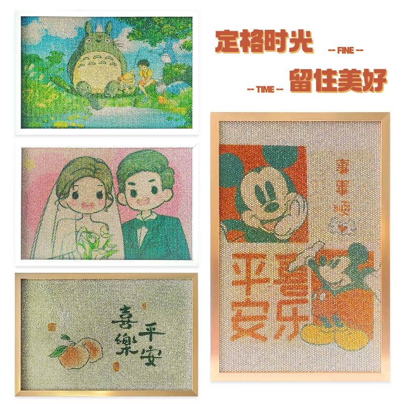 酒店壁画水钻个性化专属情侣客厅玄关挂墙全钻石来图钻石装饰画