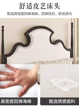 法式实.木床黑色复古软QLZ包15米床1.8米双物人床简约美式储婚主