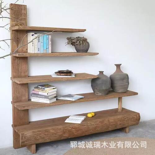 诧寂风老地榆木博古架茶办公文玩具展示架实木架多WDB层落式书置