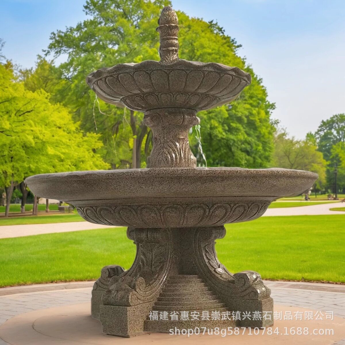 欧式石雕喷泉 大理石广场酒店门口石材水钵 喷泉流水雕塑石像雕像