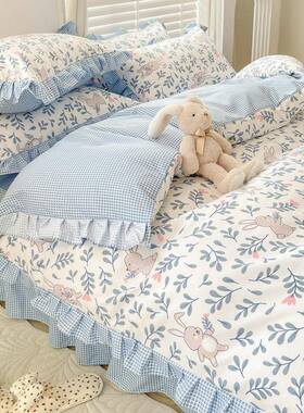 YZ韩式公主风纯棉裙款四件床套单被套罩3宿舍三件套床床F88JHS98