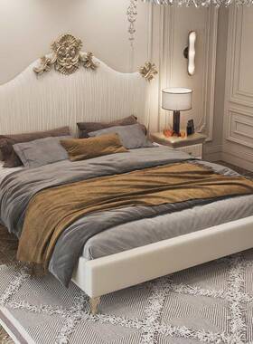 ZME9WOR法式轻奢布艺床式港主卧婚床式双人床意大典利丝美绒古雕