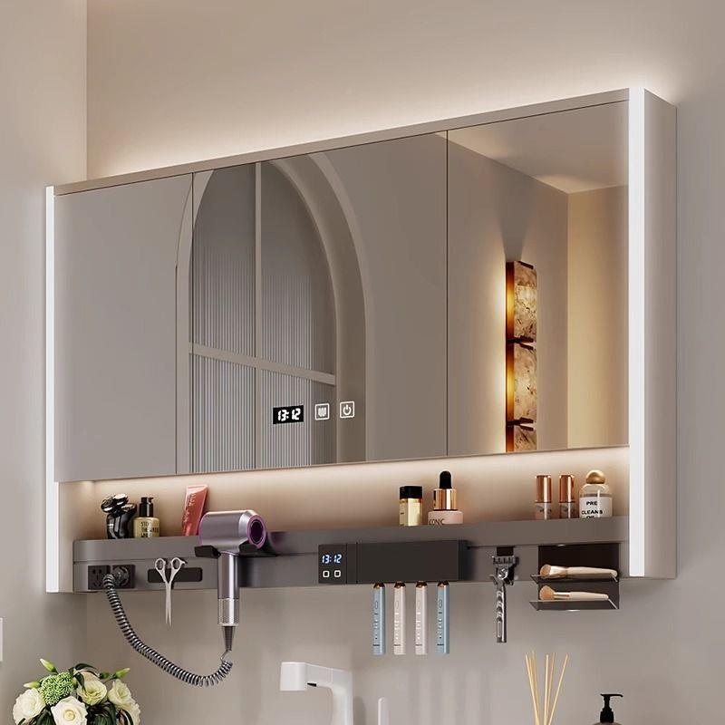 美智能机浴室镜柜AHA单独挂墙式卫生间子妆除雾多功能镜吹风架收