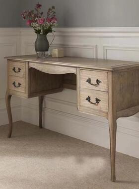 美4979桌乡式村实木复古做旧梳妆台法式卧室橡木风妆化桌书全实木