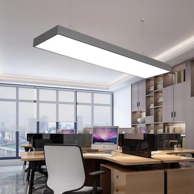 超LED长条灯办公室吊灯QQA发铺商店用教理室吸顶亮健身房灰色吸顶