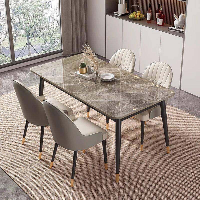 岩板餐桌桌意式简约GNB组合现代家用小户型轻子长形饭桌奢餐桌方