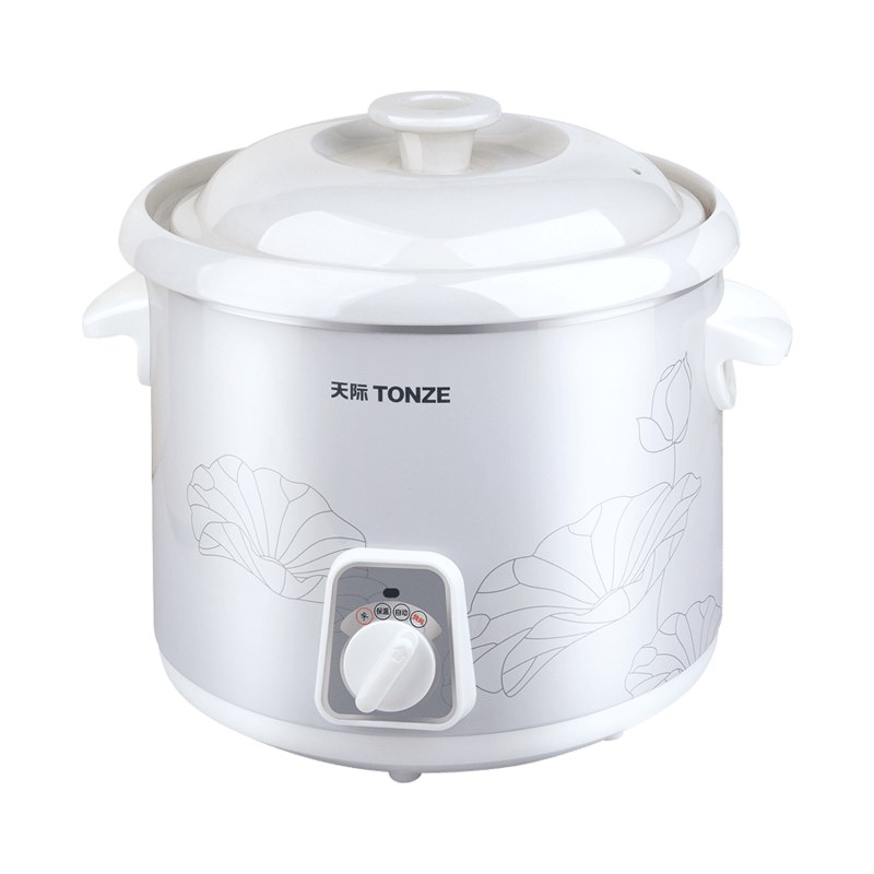 天际电炖锅全自动电炖盅2L白瓷煮粥煲汤锅宝宝煲粥熬粥陶锅1-3人