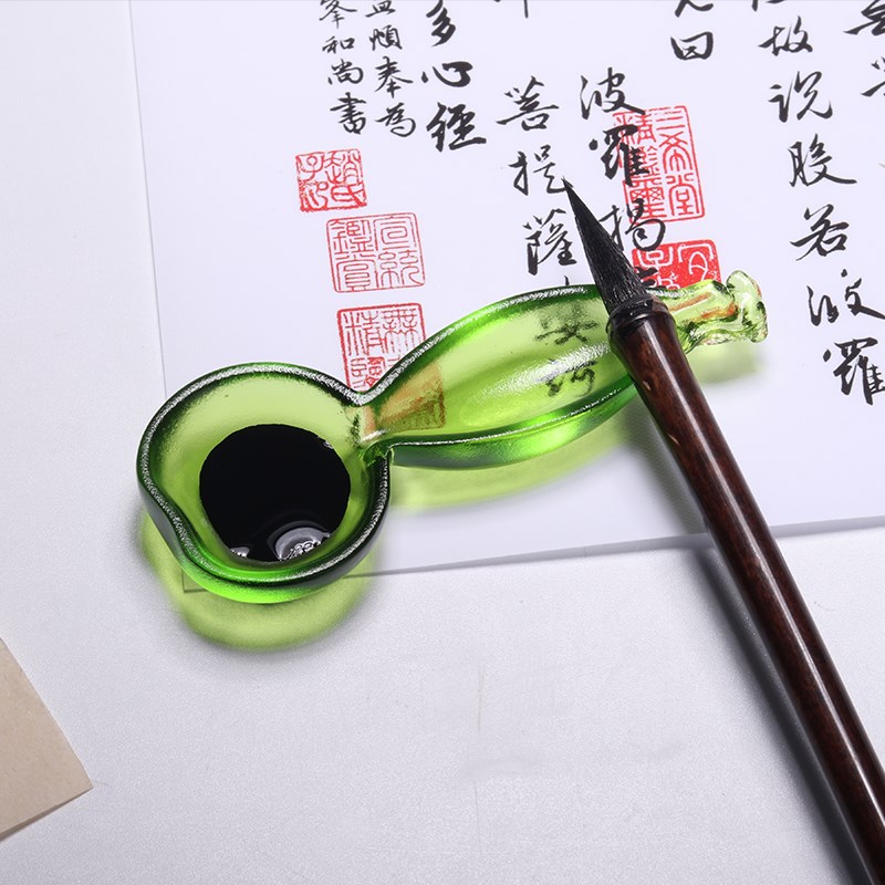 琉璃葫芦笔架笔搁摆件创意架毛笔书法可爱文房四宝墨碟墨池学生
