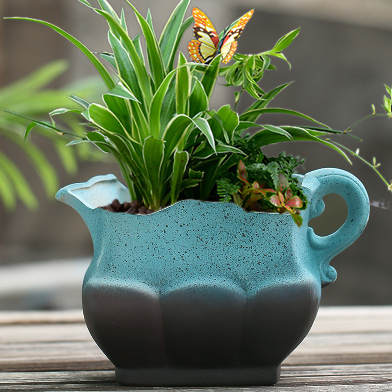 缺口老桩多肉花盆陶瓷粗陶透气悬崖桩群生大口径大号绿植盆景