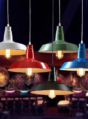 loft复古工业风铁艺吊灯创意饭店餐厅咖啡厅酒吧单头锅盖灯罩吊灯