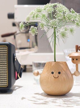 抱抱梨原木摆件一品家居治愈系家居香薰小装饰品客厅桌面实木花瓶