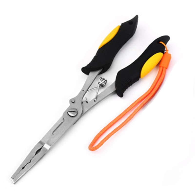 不锈钢路亚钳钓鱼钳加长歪嘴鱼线剪诱铒开环摘钩取鱼钩多功能钳子