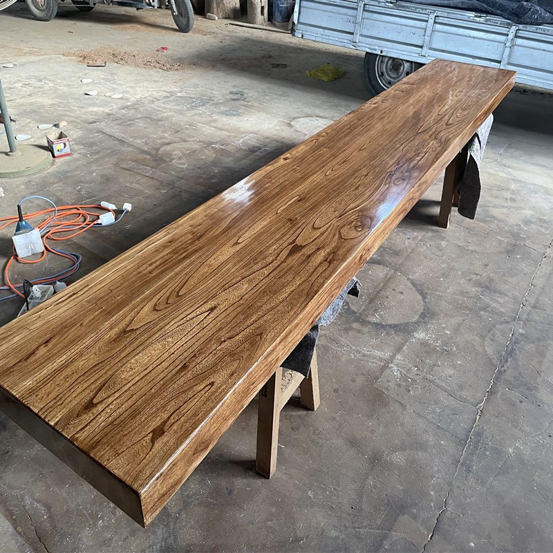 实木老榆木桌面原木板吧台面楼梯板定制飘窗板复古墙板一字板