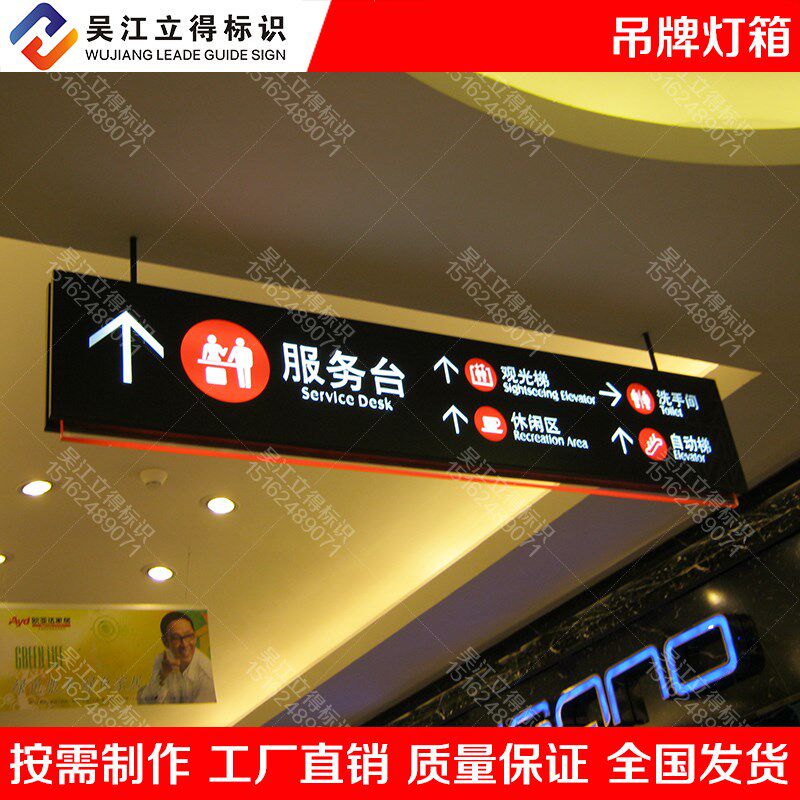 商场吊牌灯箱医院过道悬挂指示牌楼层索引导向牌发光导向牌水牌