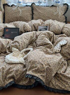 韩式卡布花奇诺边母婴A类水洗56221棉旅行出行印-花床品四件套三