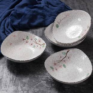 日式餐盘子瓷碟子菜盘汤家用深窝三角盘炖菜FS755733盘7具英寸方B