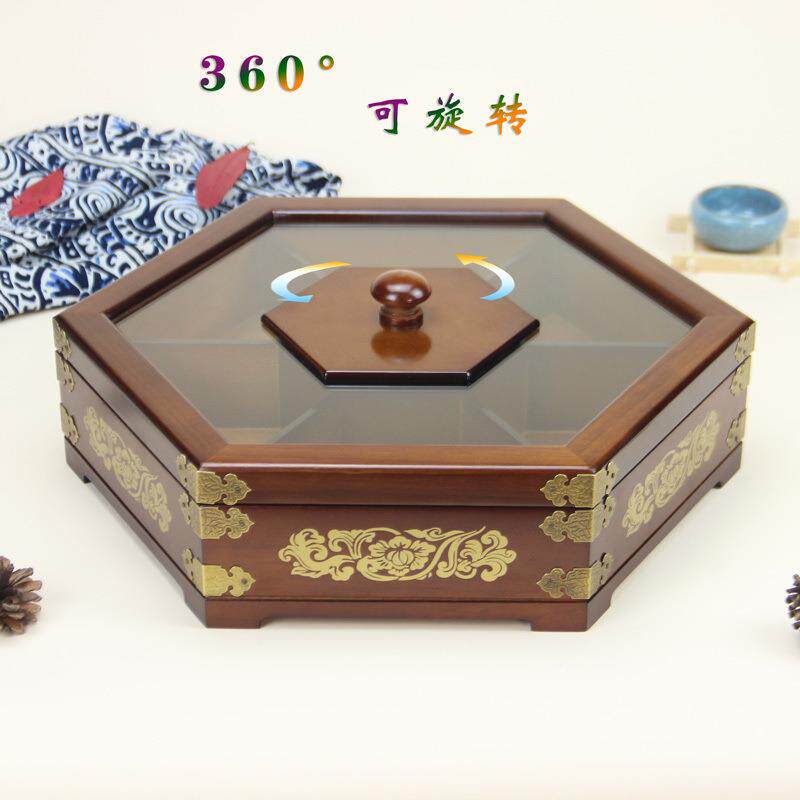 果盘干实木坚果客厅果收纳盒喜糖瓜子果盒cp#26905创木质分盘格带