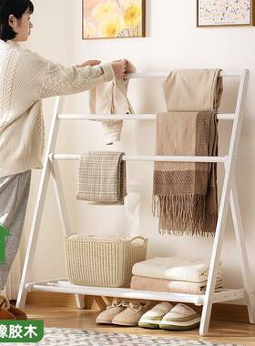 多能实衣帽架落地阳台晾衣功衣杆挂TUQ衣挂架家用简约卧室多层木