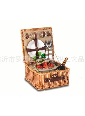 木制编野餐露篮营野炊藤旅游专用餐篮款MMZ柳编野餐新篮