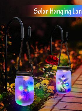太阳园能户外玻庭院夜装太阳能梅饰灯花仙子璃星星灯花氛围瓶小灯