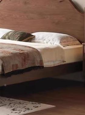 北美黑胡桃木全实木美式古大板樱桃木家复用卧室中床EUU古风双人