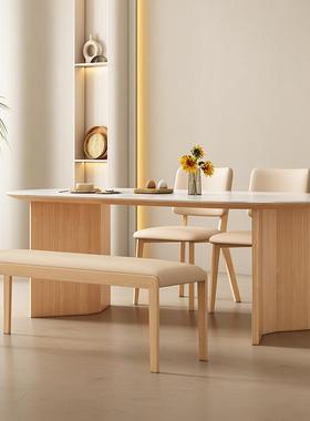 木纯FMP白岩板实餐桌意家用饭桌黑色设简约桌计师式家具工作台