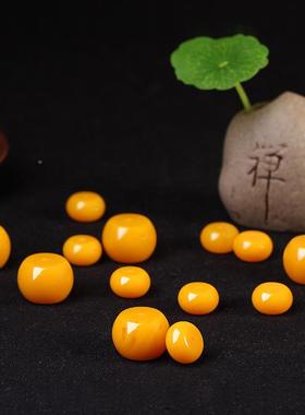 蜡圆珠三+6941通鸡油黄散珠珠隔顶珠个单三通佛头车轮珠腰蜜珠桶