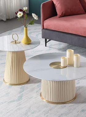 意式桌轻奢岩板茶约设计师小户型客厅家用边71486几小几圆简茶桌