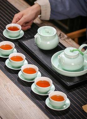 库存氏苏陶瓷德化具套装厂家G754青67梅茶子釉太阳壶G75467茶具套
