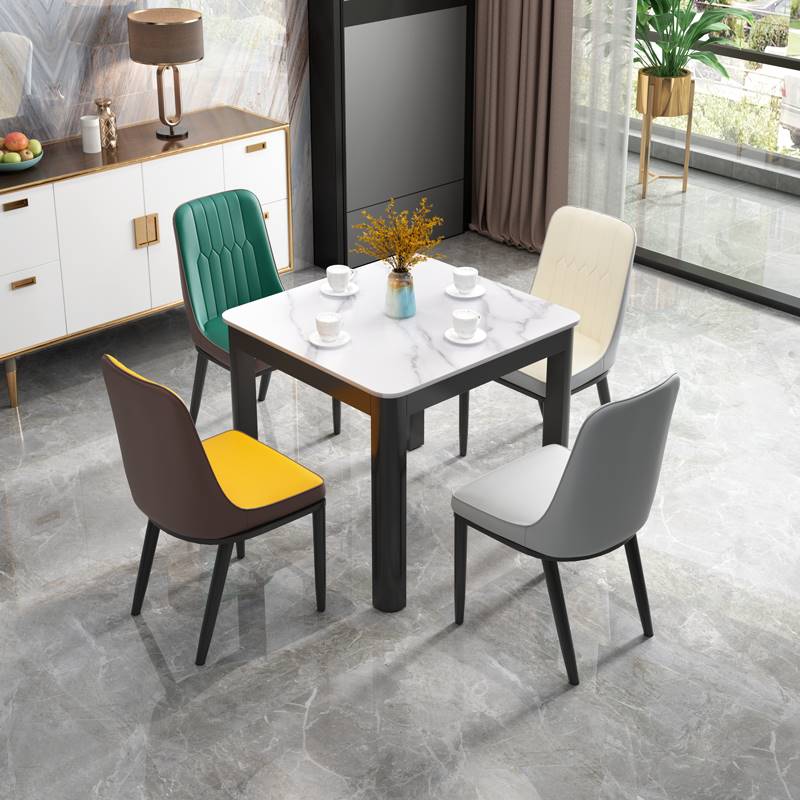 岩板餐桌椅2人家用 小户型餐桌简约现代正方形洽谈商务接待桌