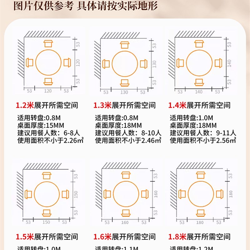 实木餐桌圆形大圆桌家用小户型吃饭桌子旋转盘圆桌面板单独圆桌面