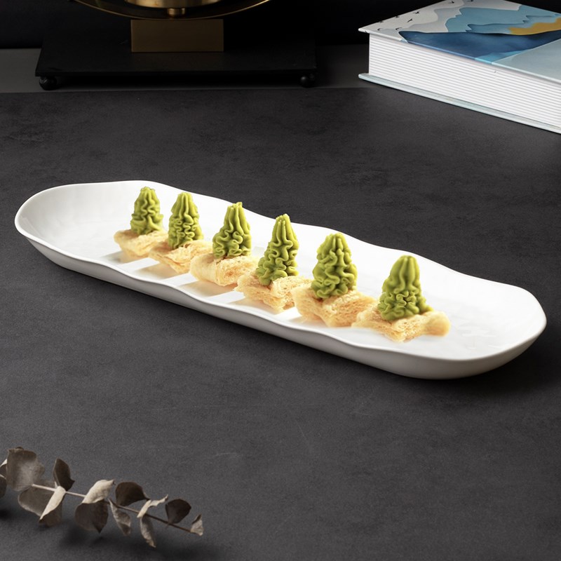 长条凉菜盘意境菜餐具长型盘私房中式酒店餐具创意蛋糕点心盘子